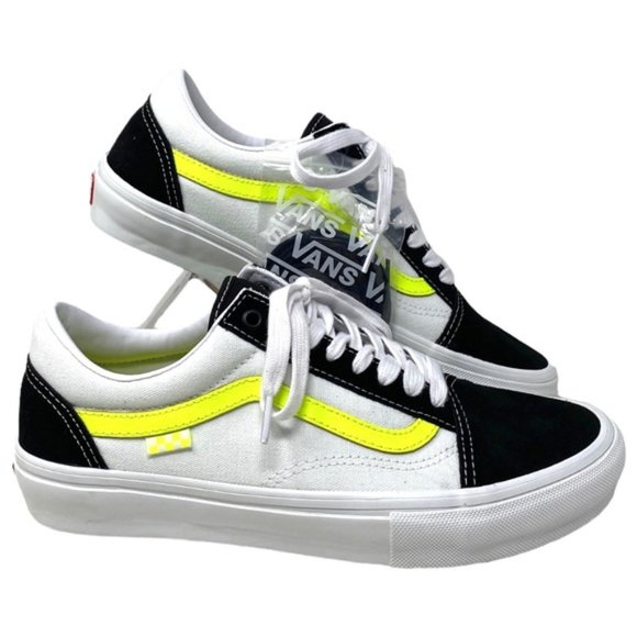 Vans Shoes - VANS Old Skool Skate Neon Sneakers Canvas Suede Black Women's Shoes VN0A5FCB6M5